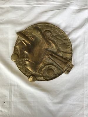 Large bronze sculpture medal by Mary Papakonstantinou used