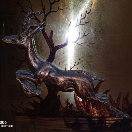 Chalcography painting used with deer motif