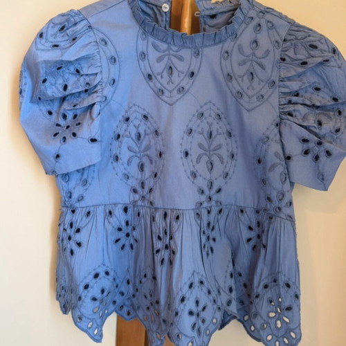 Zara Broderie Aegean Blue Two-Piece Set like new, size small