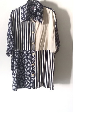 Vintage beige and blue shirt XL
