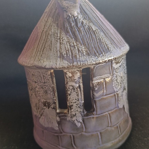 Ceramic house tealight holder used, cozy decor