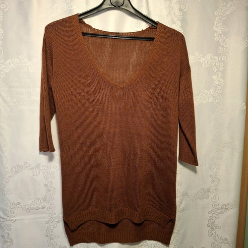 Knitted long blouse used, brick color, size S