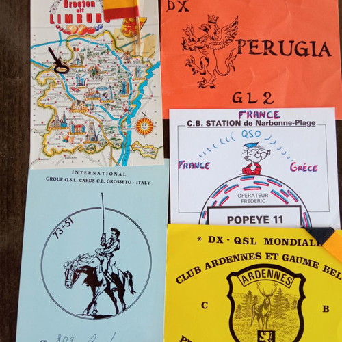 QSL cards used, collection of radio pirates and postcards