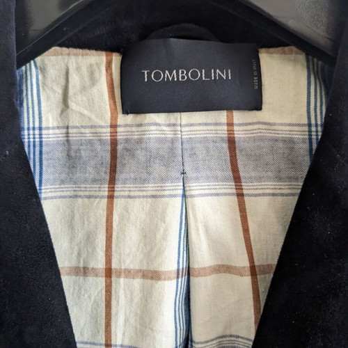 Tombolini vintage men's suede jacket used, blue, size 50