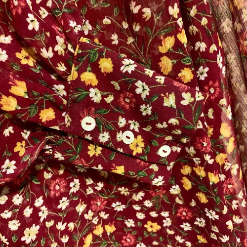 Stradivarius romantic shirt like new, burgundy with white buttons