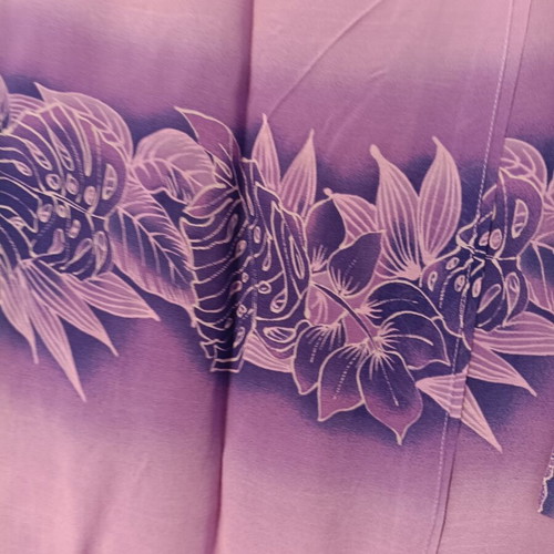 Women's wrap skirt pareo, purple tropical leaf design