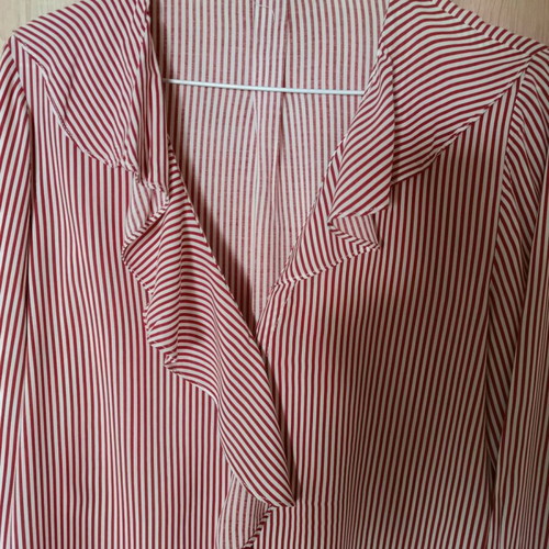 Zara red striped blouse with ruffle like new