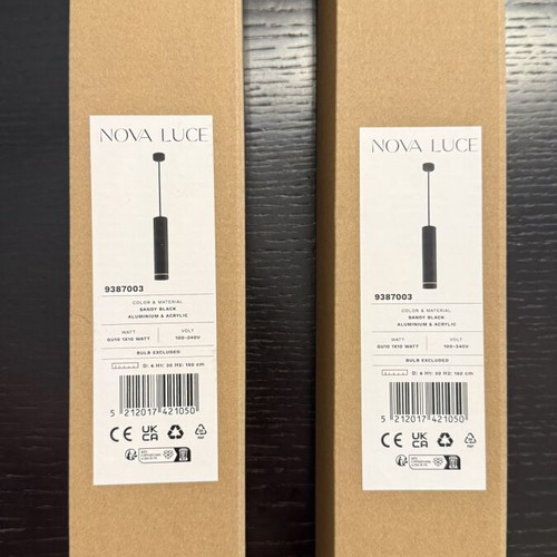 Pendant lights set of 2, black, new, aluminum and acrylic