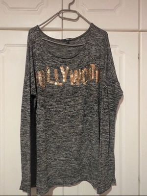 Grey long oversized blouse with sequin detail like new