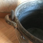 Copper container used with iron handle, vintage retro decoration