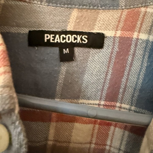 Peacocks Men’s Plaid Flannel Shirt Size M New Blue Red Beige