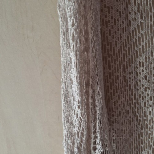 Boho sleeveless kimono like new, beige, asymmetrical with fringes