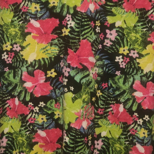 Pink Woman sleeveless dress with tropical floral pattern, like new