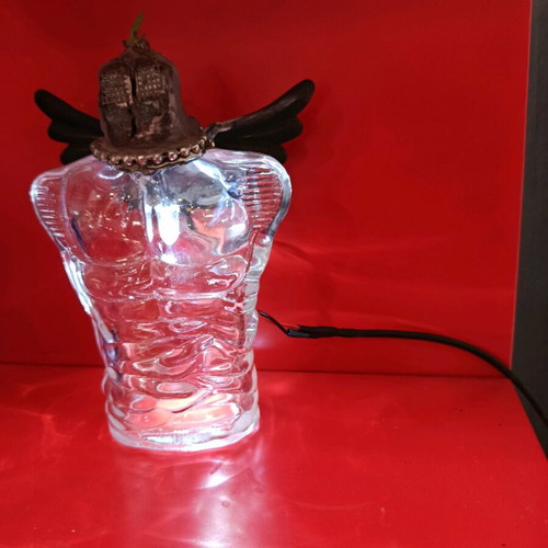 Handmade table lamp made to order from glass cologne bottle