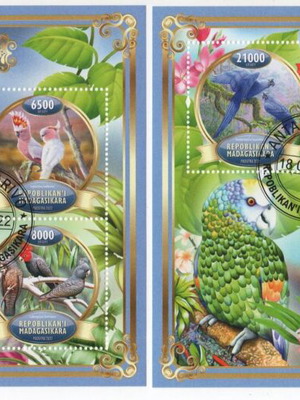 Madagascar 2022 Complete Parrots Stamp Set with Block and Mini Sheet new