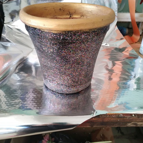 Clay painted pot new, handmade