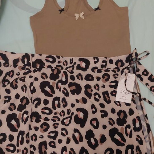 Fashion set new, skirt with adjustable straps and handmade elastic top