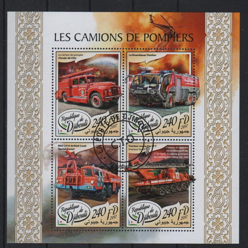 Djibouti 2017 Fire Trucks Stamps new, block and mini sheet