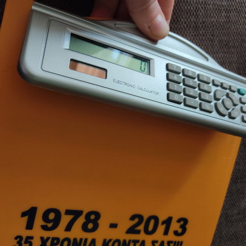 Hard dossier with clip and solar-powered calculator like new