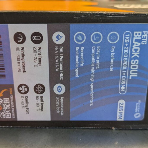 Fillamentum 3D Printer Filament PETG 2.85mm Black 1kg New