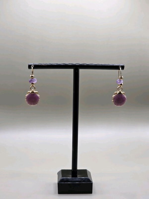 Shell Summer Earrings purple handmade new