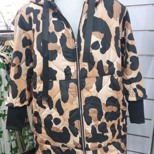 Yookie women's long spring leopard jacket with hood new