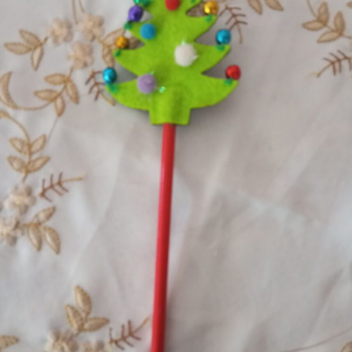 Pencil with Christmas tree decoration, new