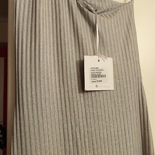 Maxi dress with one shoulder silver gray metallic new
