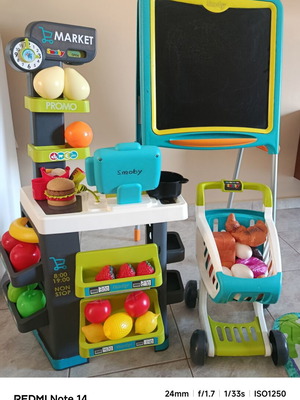 Smoby Super Market and Blackboard with Fisher-Price Gym like new