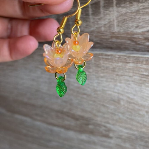 Handmade orange earrings inspired by Barbie Fairytopia