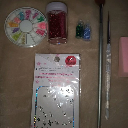 Nail art set like new with stickers and nail accessories