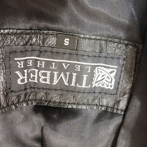 Long black leather jacket size S like new, TIMBER LEATHER