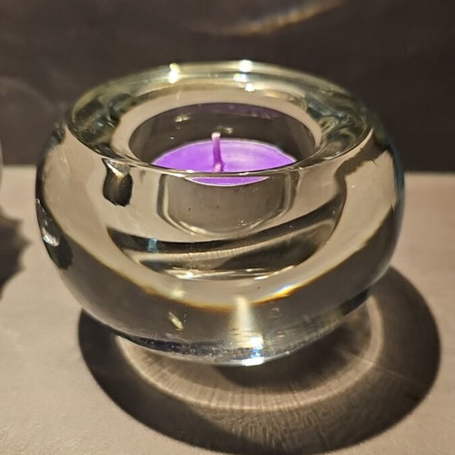 Set of 3 vintage solid glass candle holders