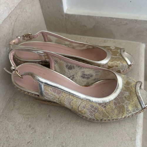 Stuart Weitzman εσπαντρίγιες μεταχειρισμένες, χρυσή δαντέλα, νούμερο 40