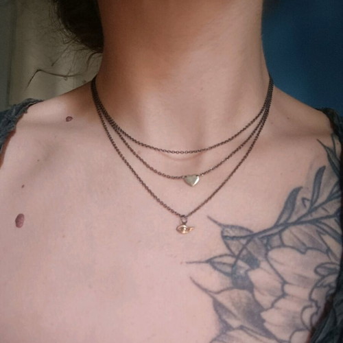 Jools triple silver necklace 925 with black rhodium and gold elements used
