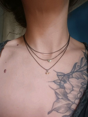 Jools triple silver necklace 925 with black rhodium and gold elements used