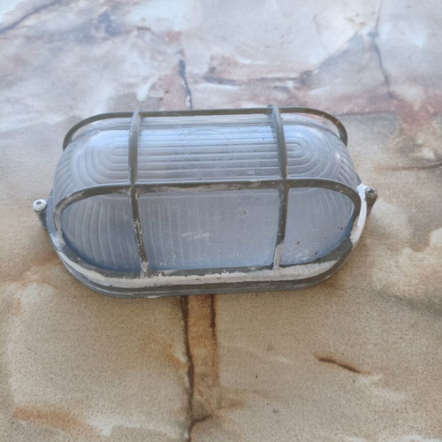 Aluminum outdoor wall light used, functional