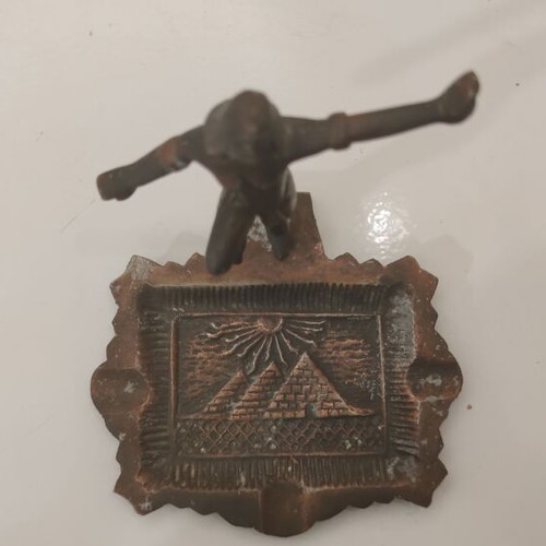 Vintage Brass Ashtray Egyptian Revival with Dancer Figurine, like new
