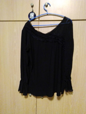 Black women's evening blouse used with sheer sleeves