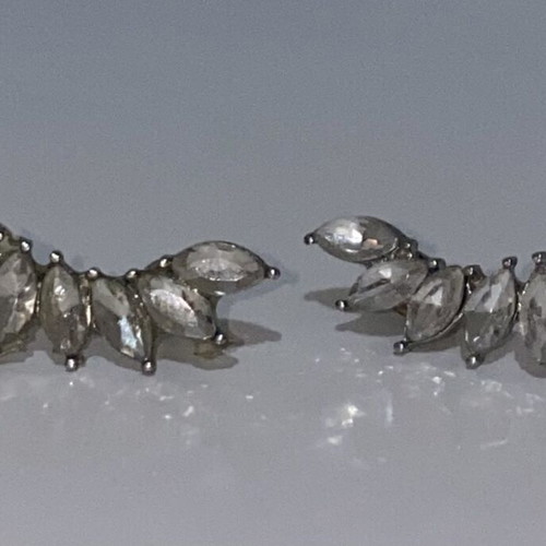 Silver Crystal Ear Climber Earrings used