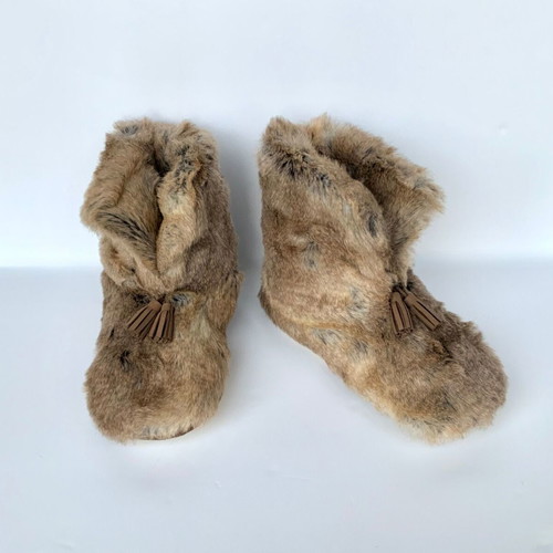 Pottery Barn PB Teen Wolf Booties slippers synthetic fur new size XL