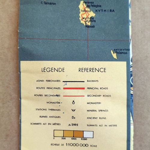 Map of Greece used 1936-1939, tourist lithographic edition