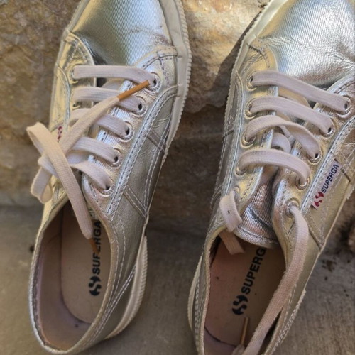 Superga sneakers size 38 silver like new