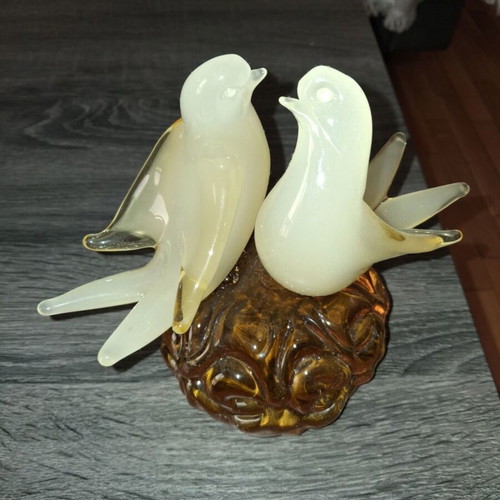 Doves love birds crystal and white ceramic like new