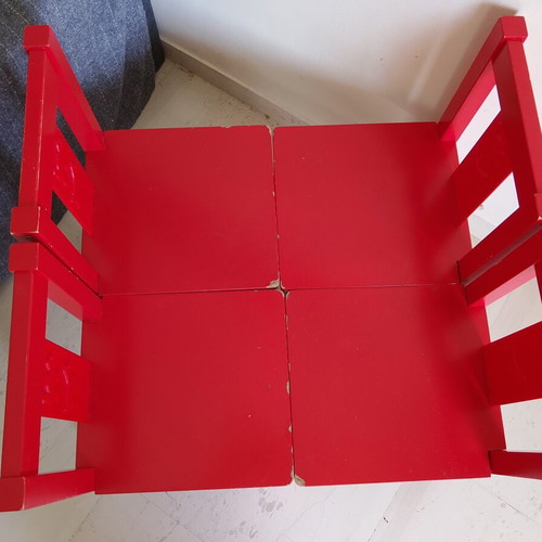 IKEA KRITTER children's chairs set of 4 used, red wood