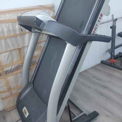 X-Fit fitness equipment set with bench, exercise bike and treadmill