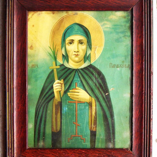Russian Icon of Saint Paraskevi used, circa 1880 with original frame