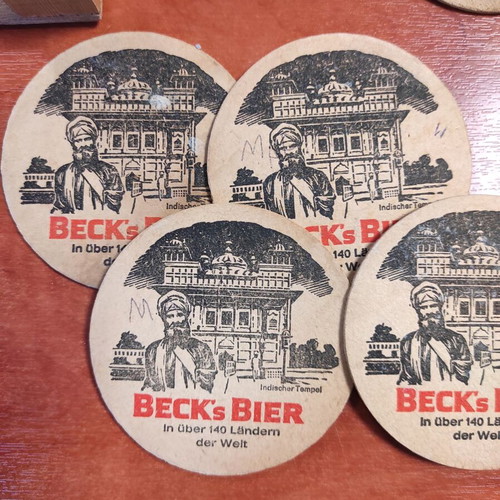 Beck's Beer Bremen Germany coasters used, pack of 11 with storage base