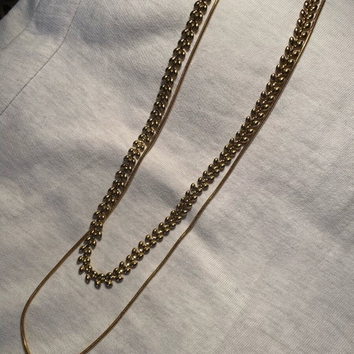 Double necklace gold color stainless steel new