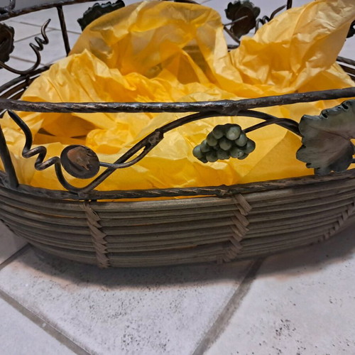 Metal basket like new with wine details for wine bottles